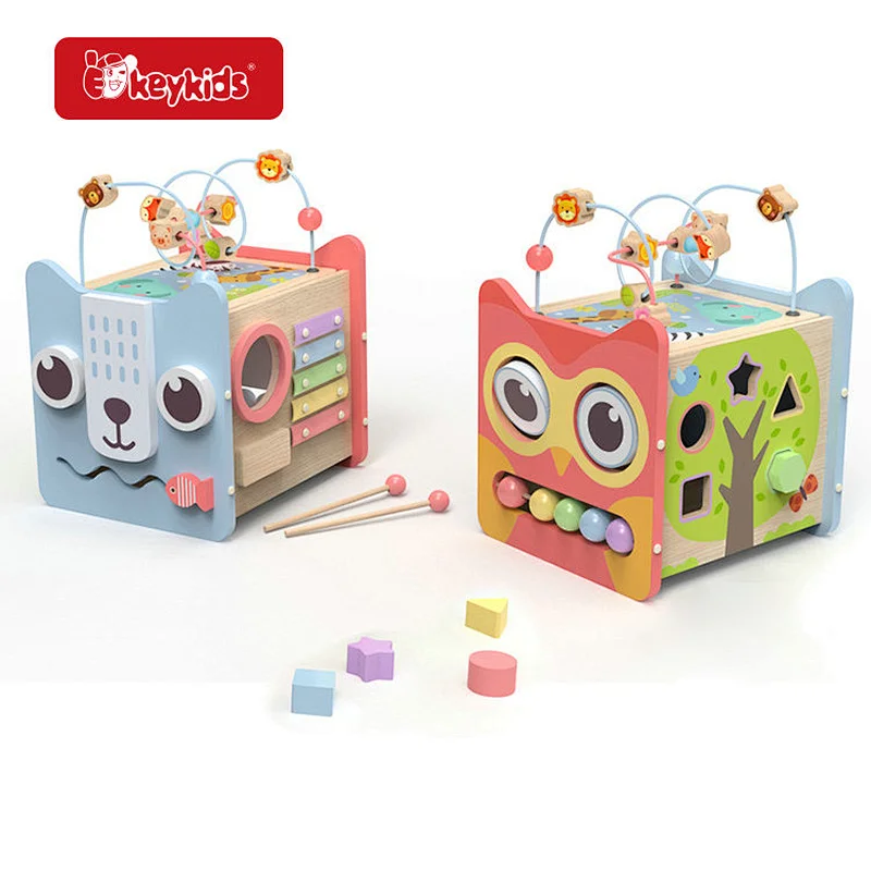 Montessori Sensory Counting Toy Set - 6-in-1 Wooden Number Cube& Shape Puzzle Box for Early Learning Kids W12D744